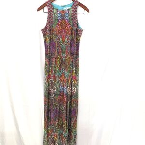 London times sleeveless multicolor paisley print maxi dress